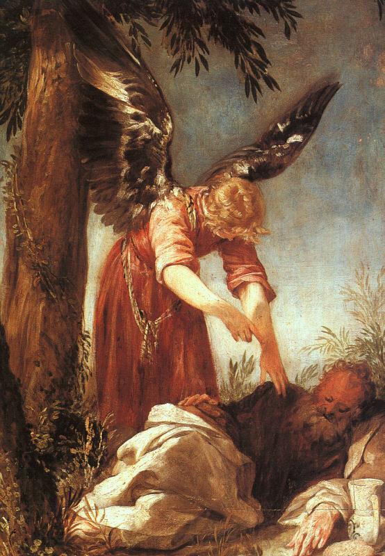 ESCALANTE, Juan Antonio Frias y An Angel Awakens the Prophet Elijah dfg Norge oil painting art